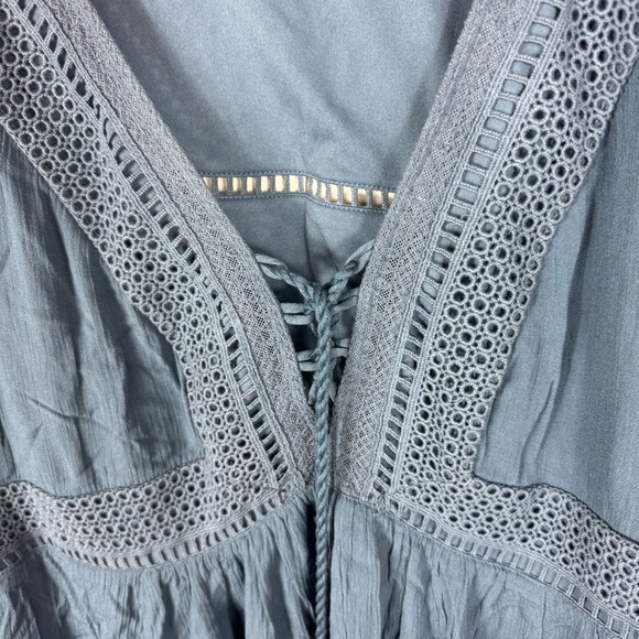 Torrid Gauze Lace Up Skater Dress Women’s Size 2X 18-20 Blue Bohemian Boho Flowy - Picture 4 of 11